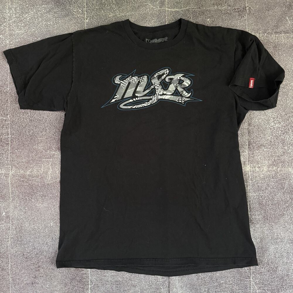 Men's MSR Motocross MX Racing Black White Spell Out ATV Graphic T Shirt Tee Sz L